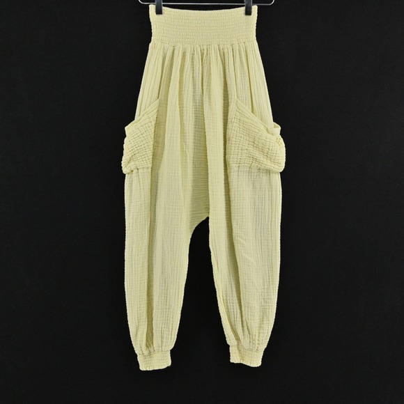 Free People Other - Free People Walk On Fire‎ Pants Size XS Pull On Endless Summer Lime Glo Smocked